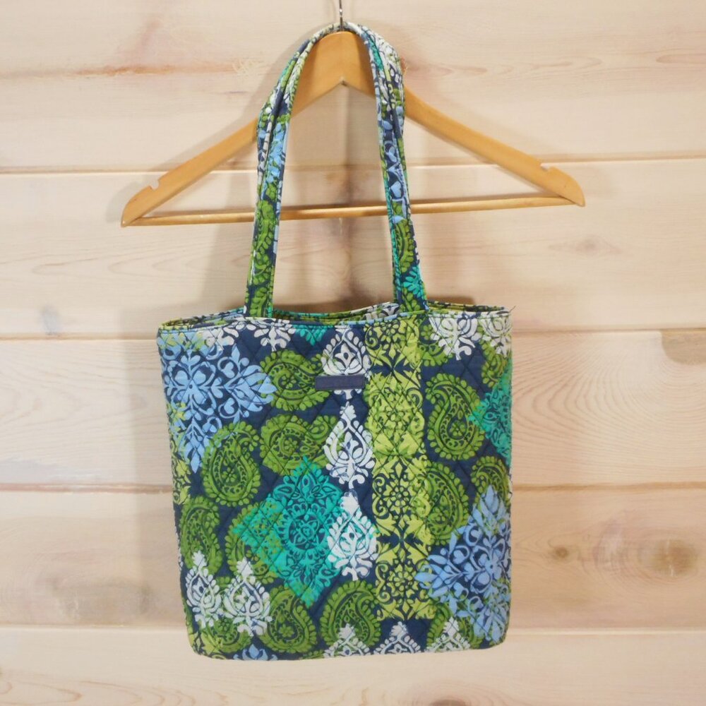 Vera Bradley Bag Caribbean Sea Pattern Tote Blue Green Top Handle Quilted